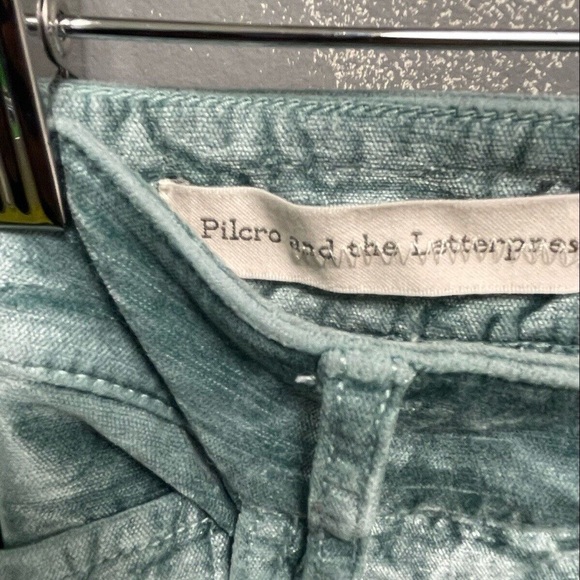 Pilcro and the Letterpress Anthro Velvet Sage Mint Green High Rise Skinny 26 - Picture 5 of 13